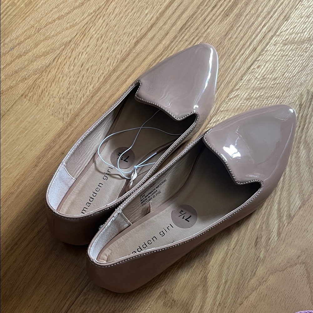 Madden girl patent nude pointed toe flats
